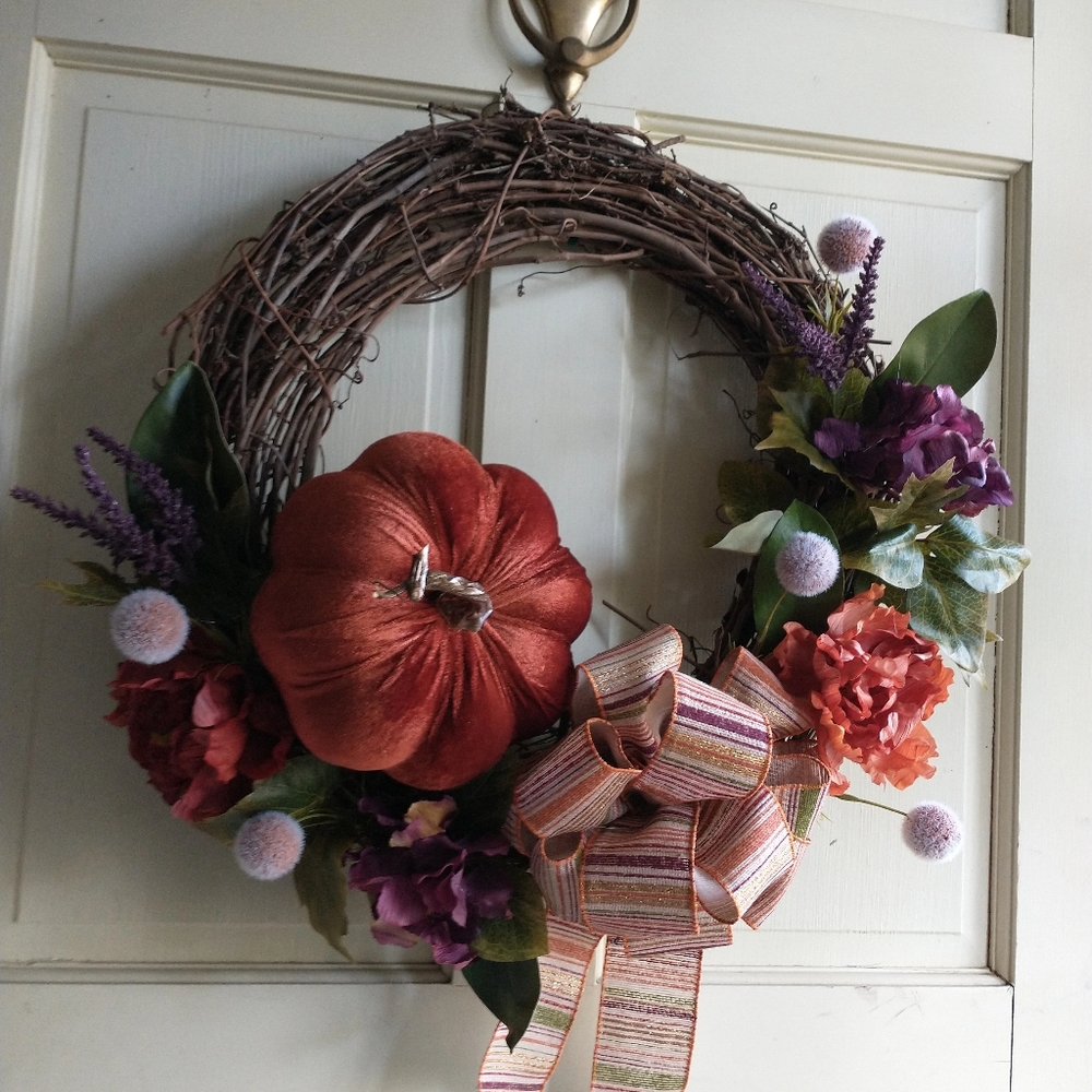 Fall wreath with pumpkin